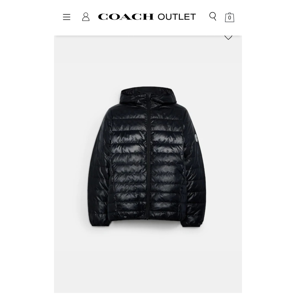 NWT Coach Signature Packable Down Jacket size Large in Black